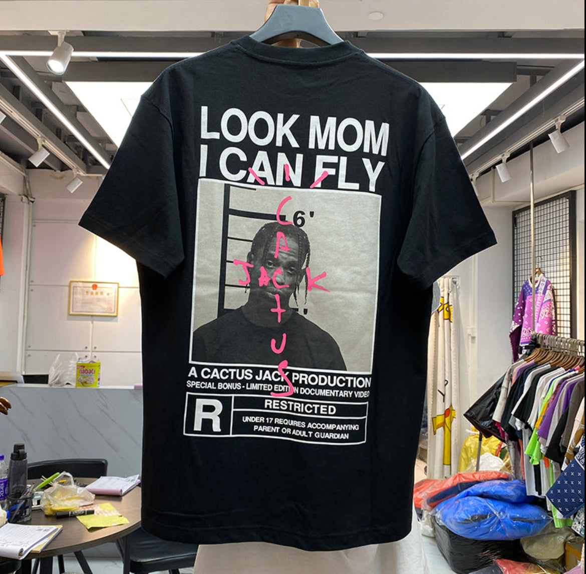 Travis Scott Vintage T-skjorte «Look Mom I Can Fly»