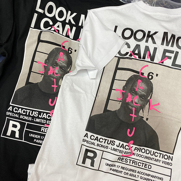 Travis Scott Vintage T-skjorte «Look Mom I Can Fly»